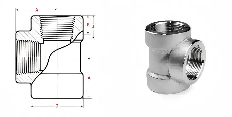 ASME B16.11 threaded tee ASME B16.11 threaded tee