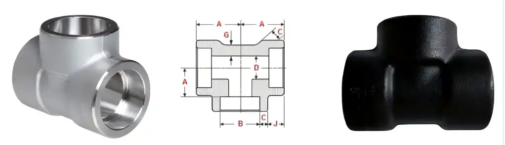 ASME B16.11 socket weld tee